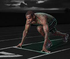 Photo of the human body ready to start a race